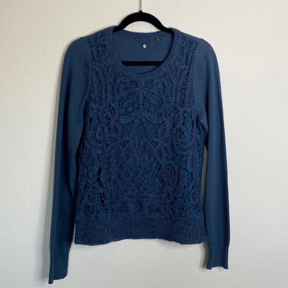 Anthropologie knitted & knitted wool sweater blue medium